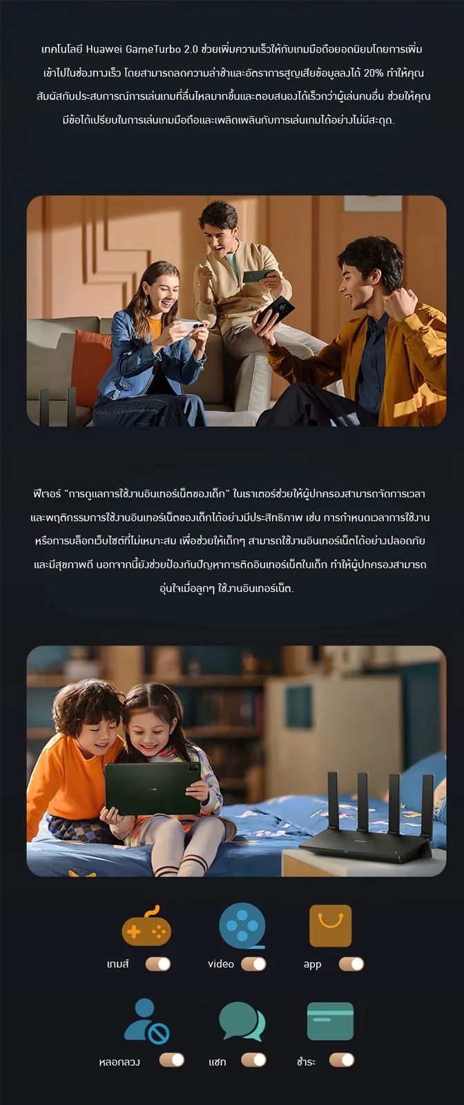 18614 Huawei Router AX6 7200 Mbps สัญญานดีใช้ได้ต่อเนื่องทั้งวัน