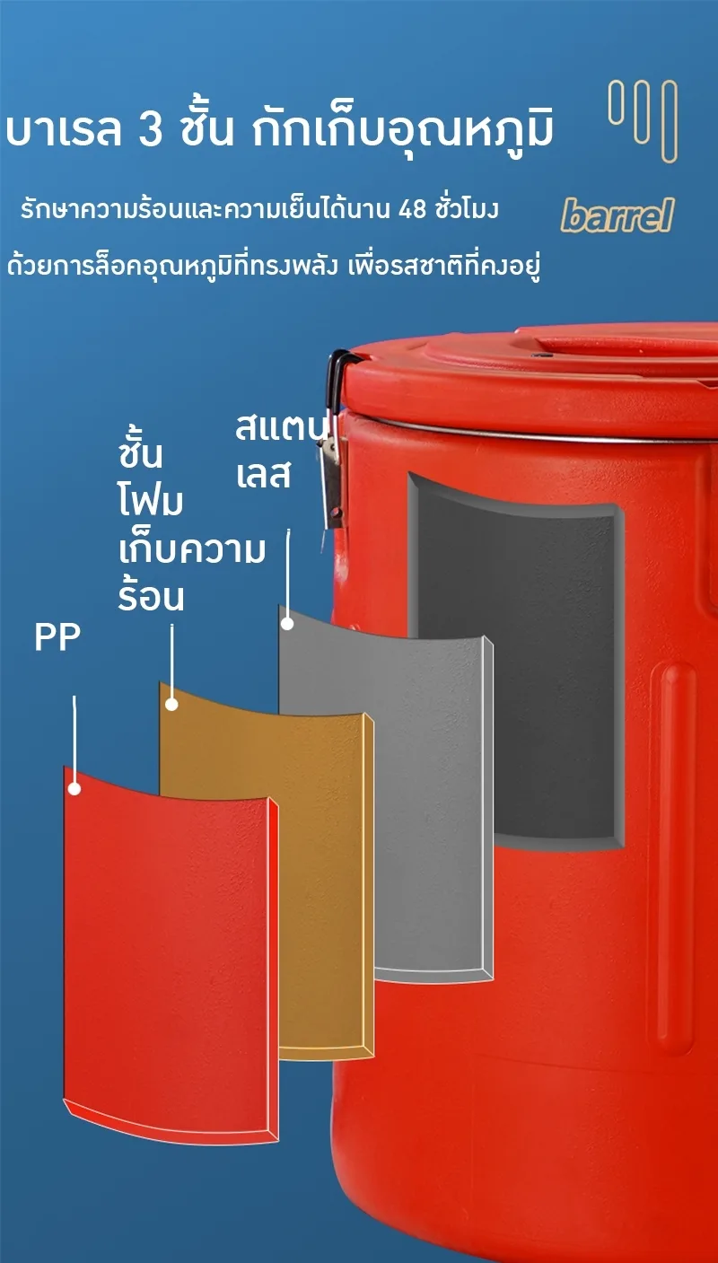 ถังกักเก็บความเย็นและความร้อน 3 ชั้น หลากหลายขนาดให้เลือก 10-80 ลิตร 🌟รุ่น BC-HBTW