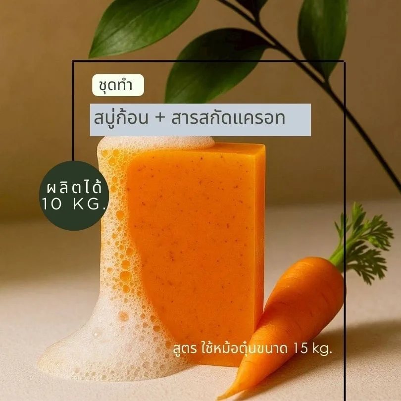 ✨ เปลี่ยนบ้านเป็นห้องแลป! ชุดทำสบู่ก้อนแครอท 10kg รหัสสินค้า 17486