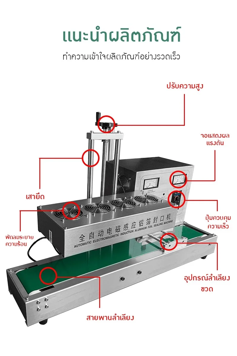 เครื่องปิดฝาฟอยล์อลูมิเนียมอัตโนมัติด้วยระบบเหนี่ยวนำไฟฟ้า