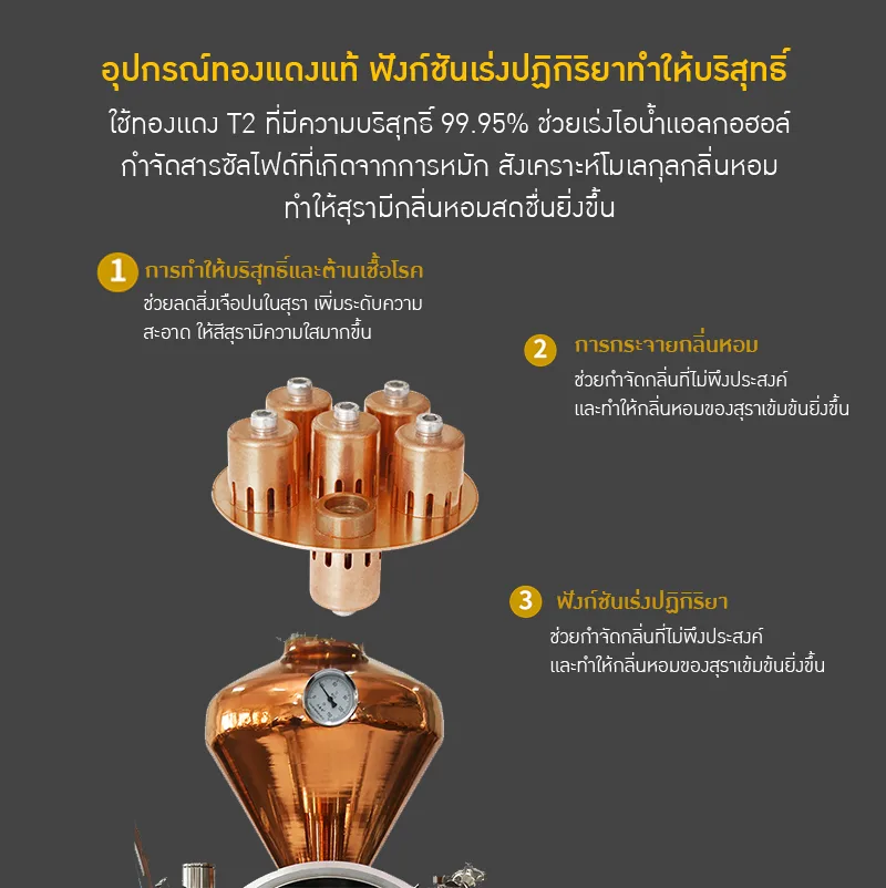 หม้อกลั่นเหล้าทองแดงแบบสองชั้น 120 ลิตร