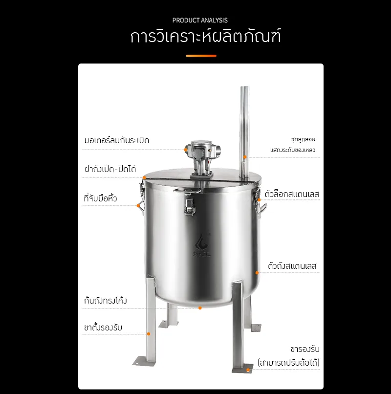 ถังสแตนเลสคุณภาพสูงเพื่อการผสมและจัดเก็บวัสดุ TTGB