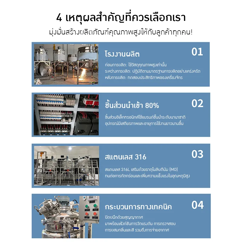 เครื่องปั่นโฮโมจีไนเซอร์สุญญากาศขนาด 100/200/300/500L