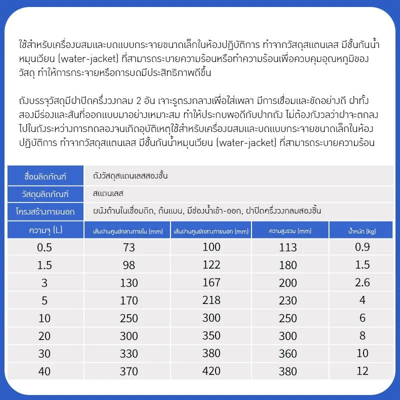 ถังผสมสแตนเลส 304 แบบ 2 ชั้น
