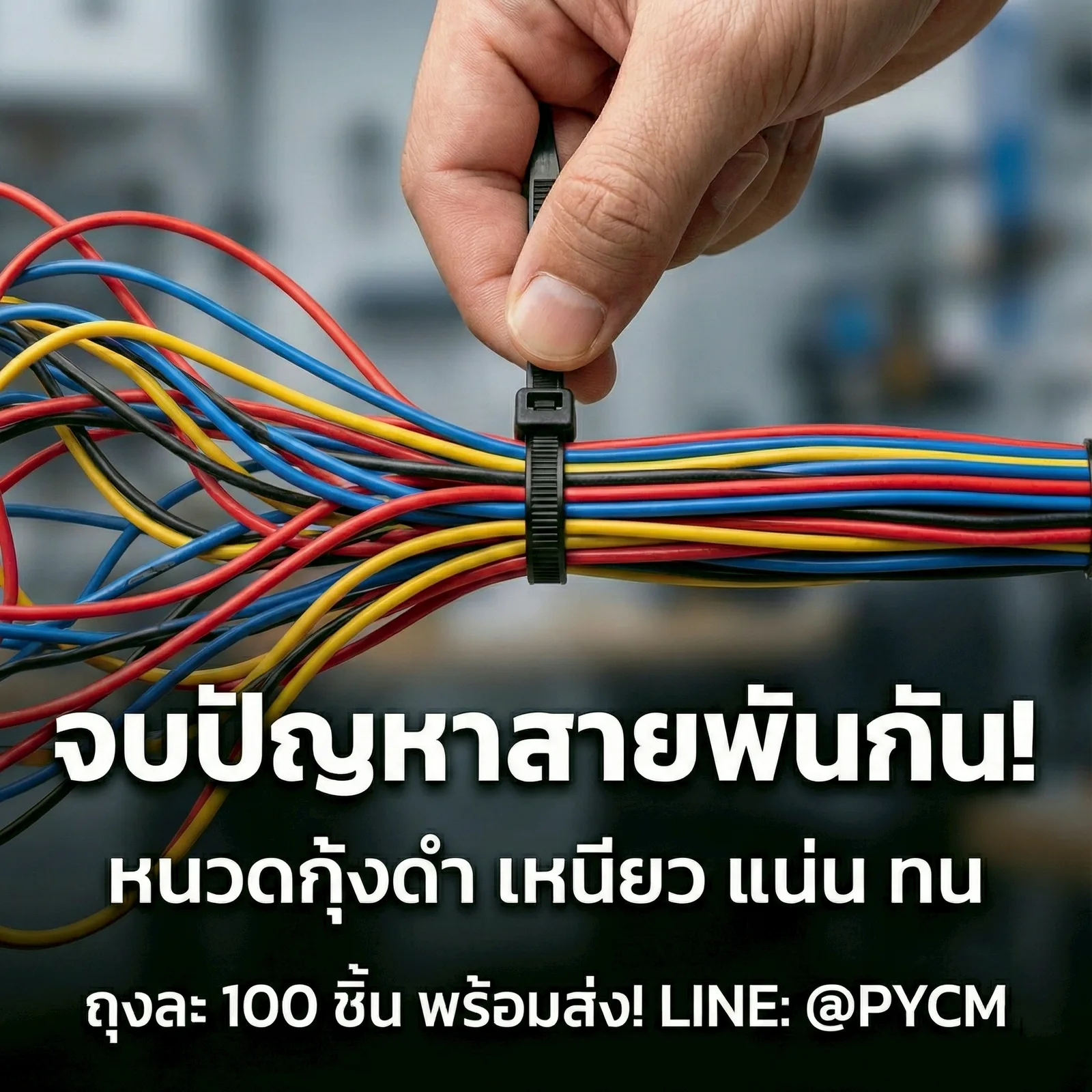 เคเบิ้ลไทร์ (Cable Tie) หรือ หนวดกุ้งดำ ถุงละ 100 ชิ้น