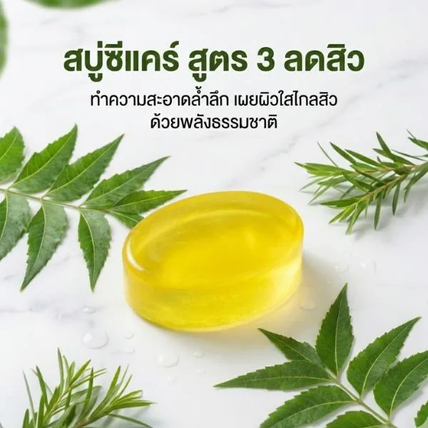 24538 ซีแคร์ สบู่ก้อนฟองนุ่ม สูตร 3 ลดสิว