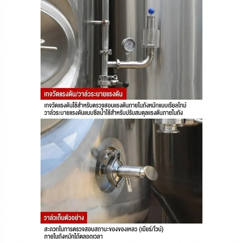 ถังหมักเบียร์สแตนเลส 304 ทรงกรวย ขนาด 1,000 ลิตร (1 ตัน