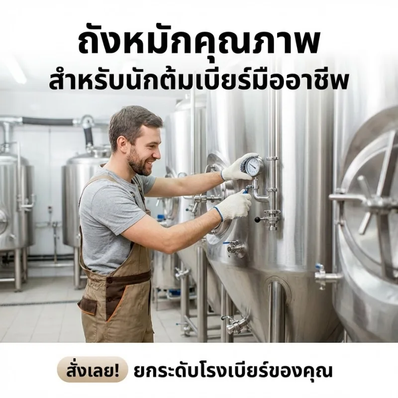 ถังหมักเบียร์สแตนเลส 304 ทรงกรวย ขนาด 1,000 ลิตร (1 ตัน
