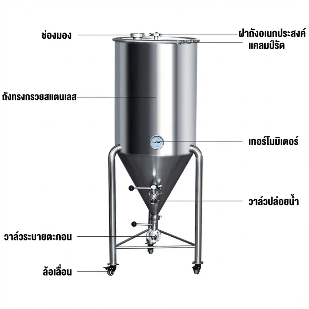 18141 ถังหมักทรงกรวย 115L สแตนเลส 304 (Food Grade) แท้ทั้งใบ