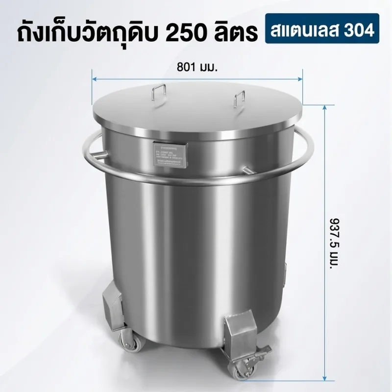 ถังเก็บวัตถุดิบสแตนเลส 250 ลิตร