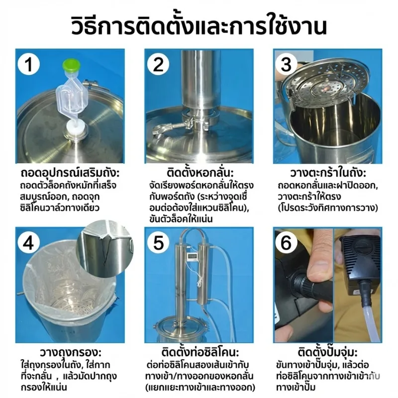 ชุดถังหมักและเครื่องกลั่นสแตนเลส 304 รุ่น ZQL