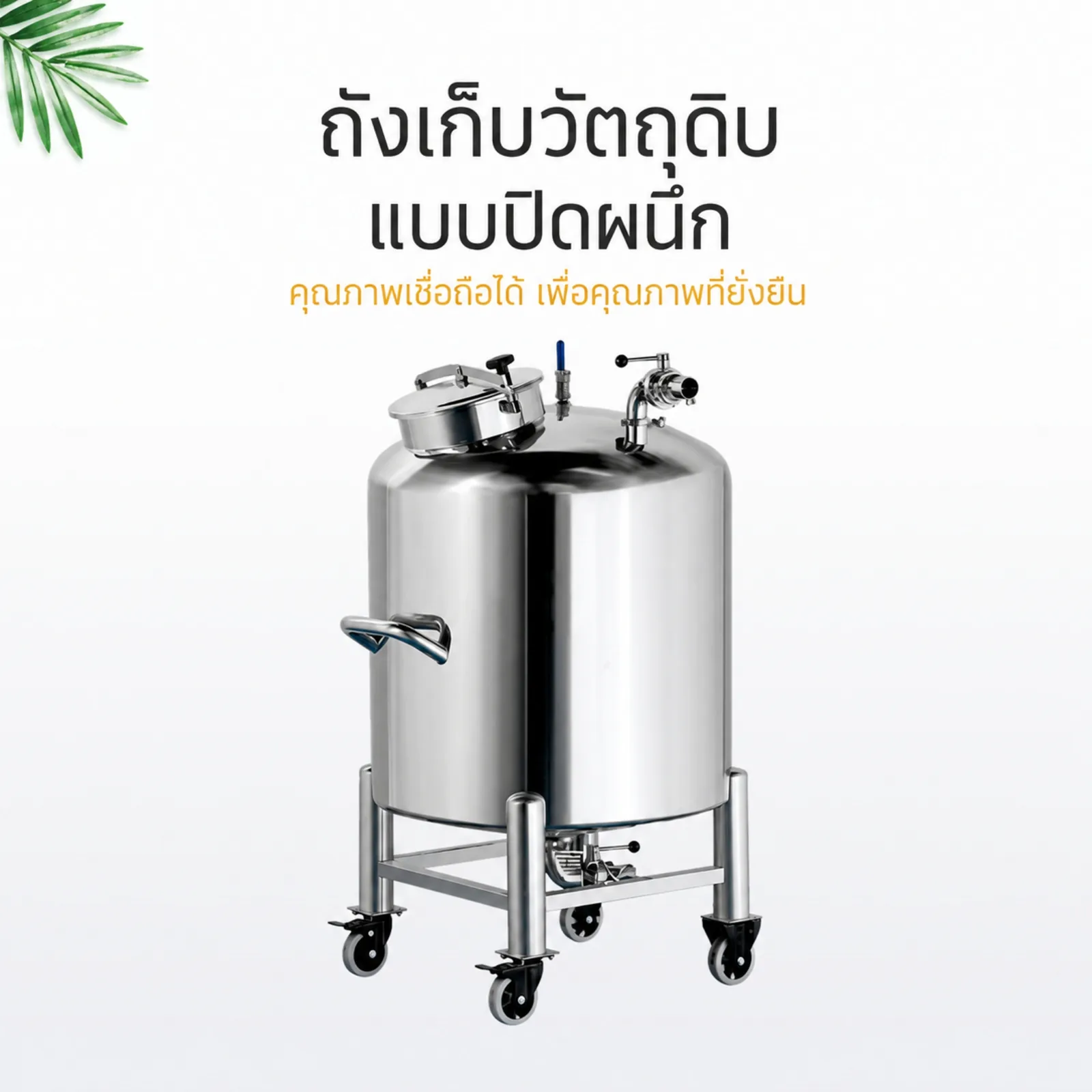 ถังเก็บวัตถุดิบระบบปิดเคลื่อนที่ สแตนเลส 316L