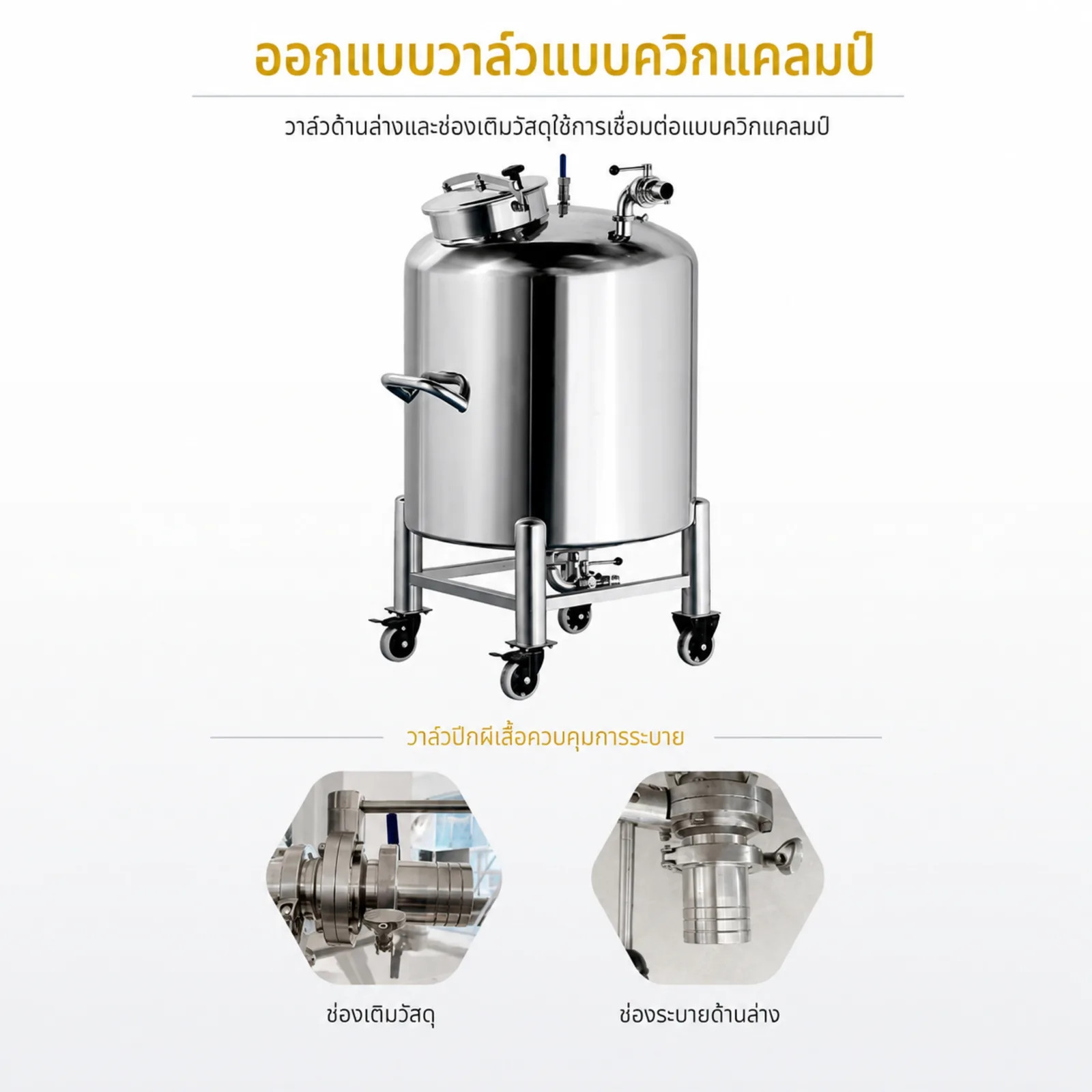 ถังเก็บวัตถุดิบระบบปิดเคลื่อนที่ สแตนเลส 316L