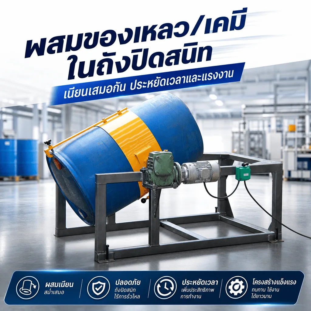 32085 เครื่องหมุนกลับผสมถัง 200 ลิตร รุ่น TY400 (Drum Rotary Mixer) หมุน 360° — TY400A / TY400B