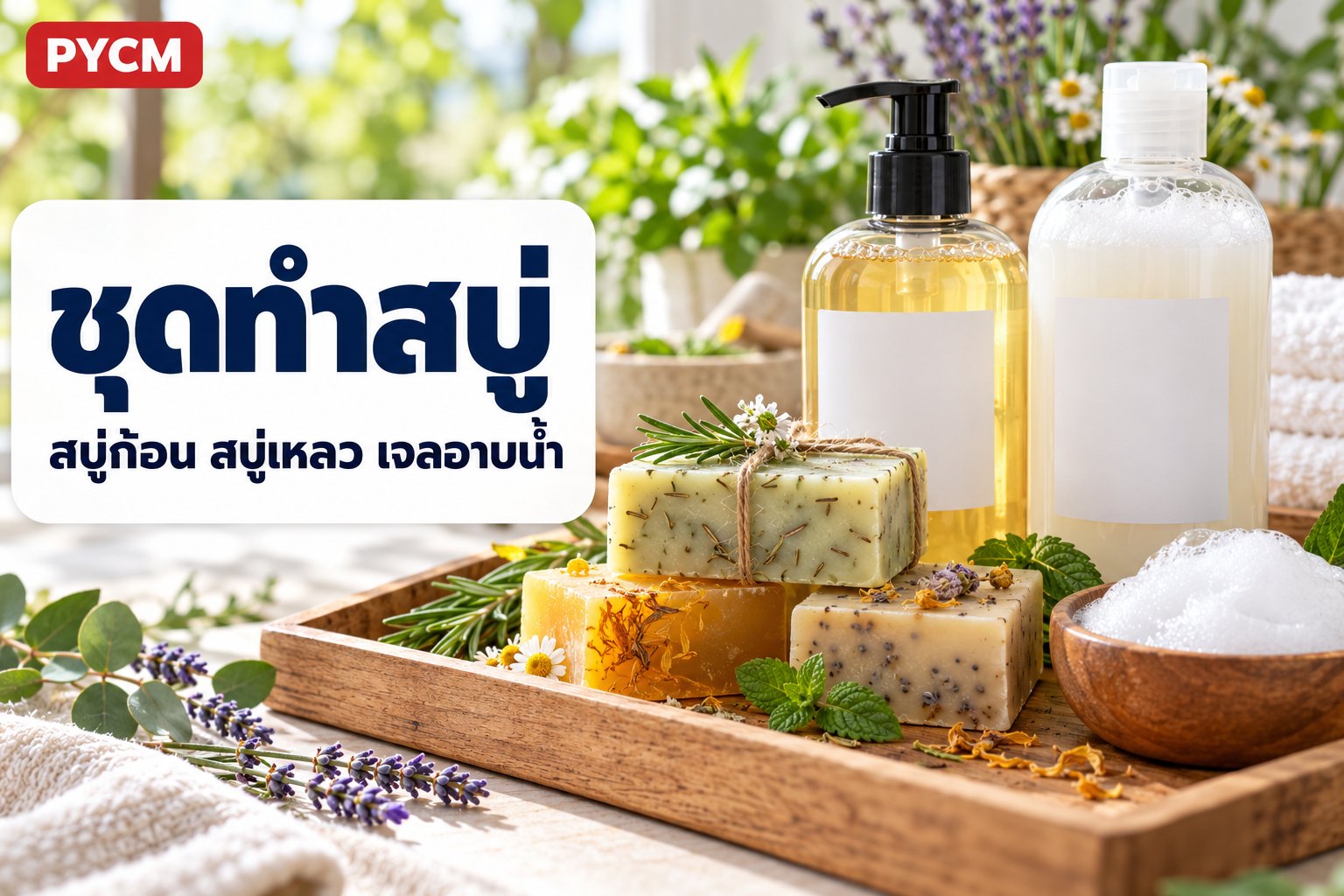 ชุดทำสบู่ครบทุกแบบ สบู่ก้อนกลีเซอรีน สบู่เหลว และเจลอาบน้ำ ทำเองง่ายได้สินค้าสวย