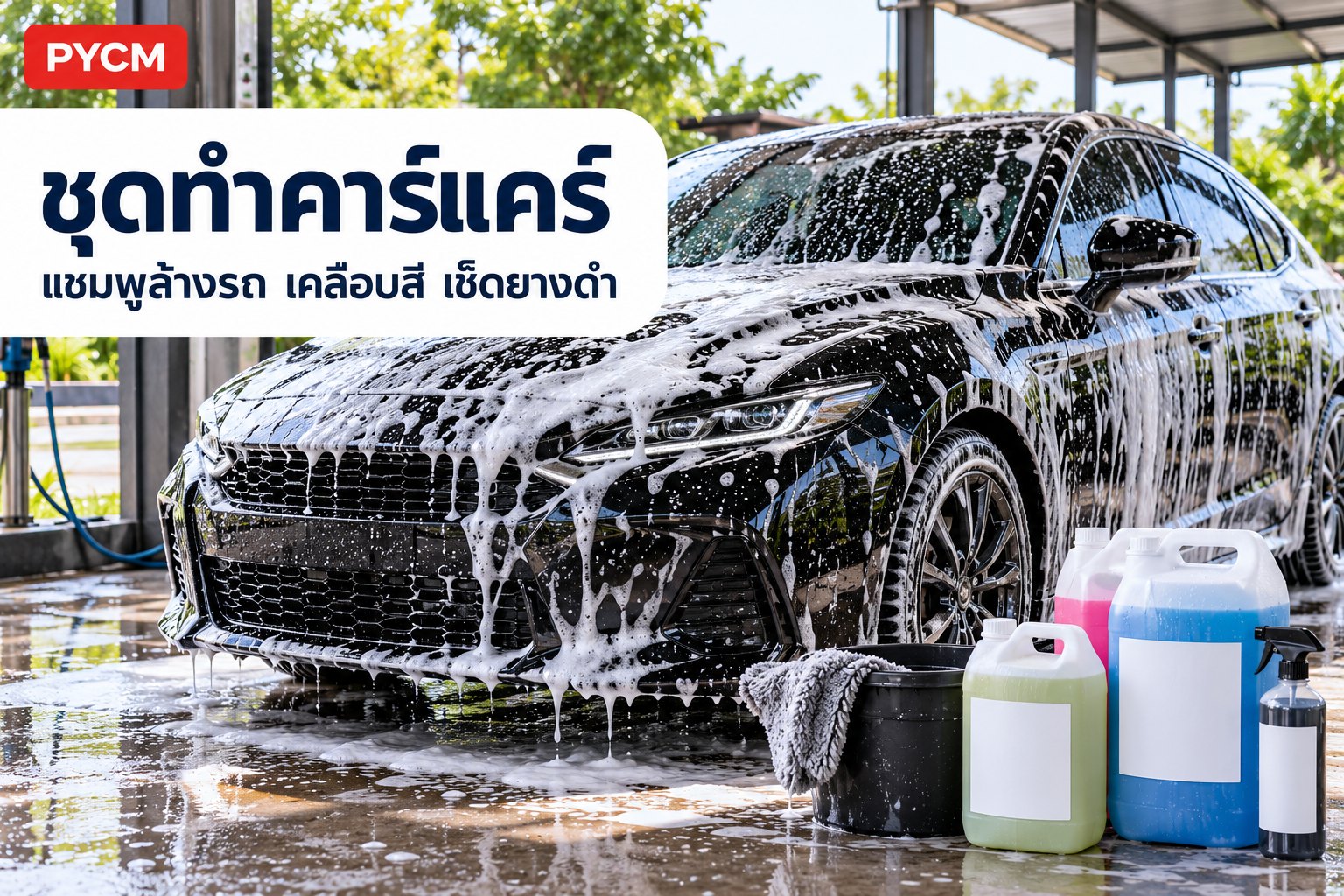 ชุดทำคาร์แคร์ แชมพูล้างรถ โฟมล้างรถ แว็กซ์ และน้ำยาเช็ดยางดำ ทำใช้ในร้านคาร์แคร์เอง