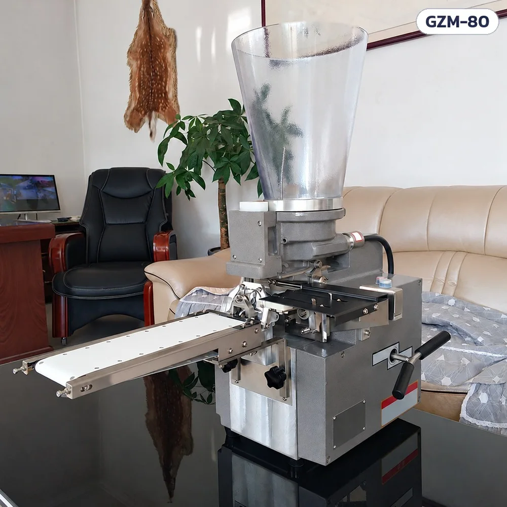 ภาพเครื่องจริง มุมเฉียง: กรวยใส่ไส้ใส แขนสายพานขาว คันโยกด้านข้าง