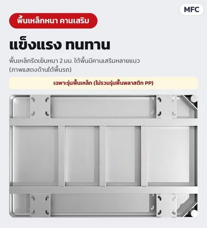 พื้นเหล็กหนา 2 มม. มีคานเสริมใต้พื้น